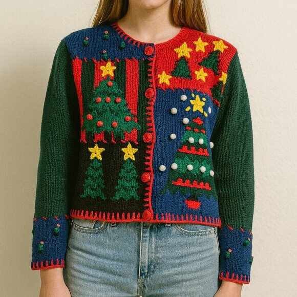 Bryn Conn Sweaters - Bryn Connelly Vintage Sweater Cardigan Christmas Holiday Petite